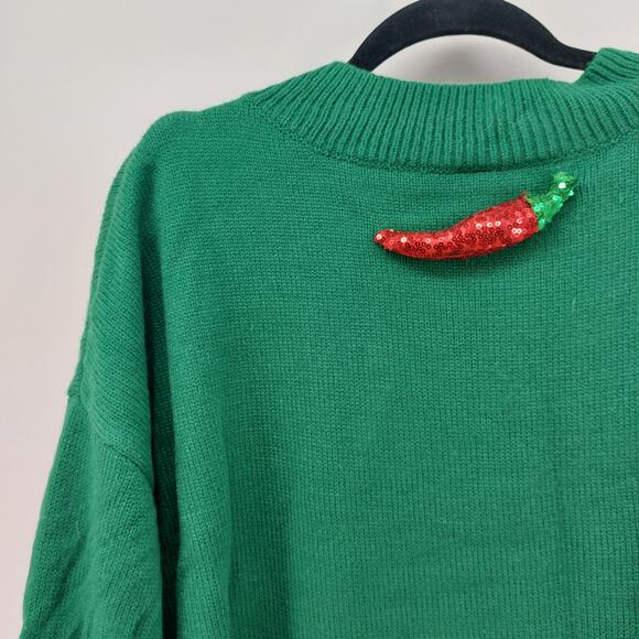 Holiday Time Sz 20 Green Ugly Christmas Sweater Red Pepper - Picture 14 of 16
